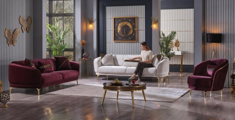 Luxus Wohnzimmergarnitur Moderne Edelstahlsofas Polstermöbel Dreisitzer