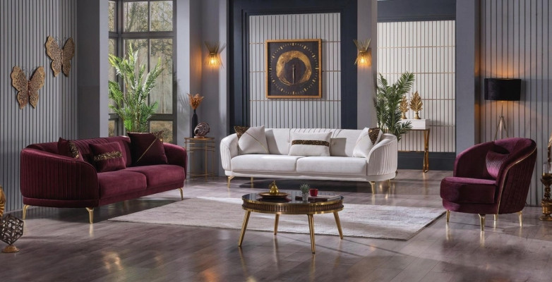 Luxus Wohnzimmergarnitur Moderne Edelstahlsofas Polstermöbel Dreisitzer