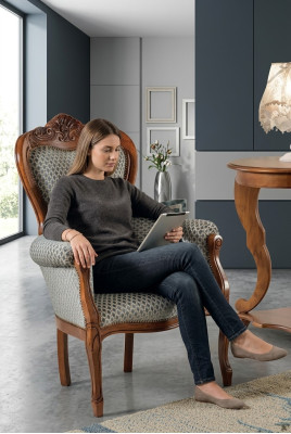 Klassischer Wohnzimmer Sessel Polstersessel Stoffmöbel Einsitzer Büro