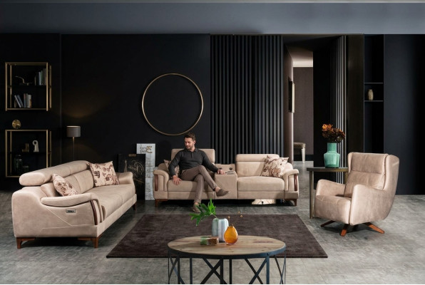Wohnzimmer Set 3 tlg Luxus Sofagarnitur Dreisitzer Sofa Couch Modern Möbel