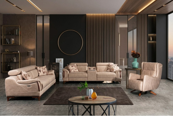 Wohnzimmer Set 3 tlg Luxus Sofagarnitur Dreisitzer Sofa Couch Modern Möbel