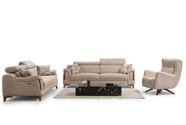 Sofagarnitur Wohnzimmer Dreisitzer Sofa Komplett Einsitzer Sessel Textil Möbel