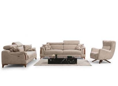 Sofagarnitur Wohnzimmer Dreisitzer Sofa Komplett Einsitzer Sessel Textil Möbel