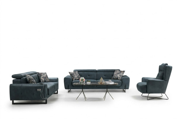 Modern Set 3 tlg Wohnzimmer Sofagarnitur Designer Sitzmöbel Polstersessel Neu