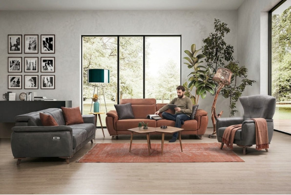 Sofagarnitur 3 tlg Wohnzimmer Dreisitzer Sofa Couch Modern Sessel Luxus