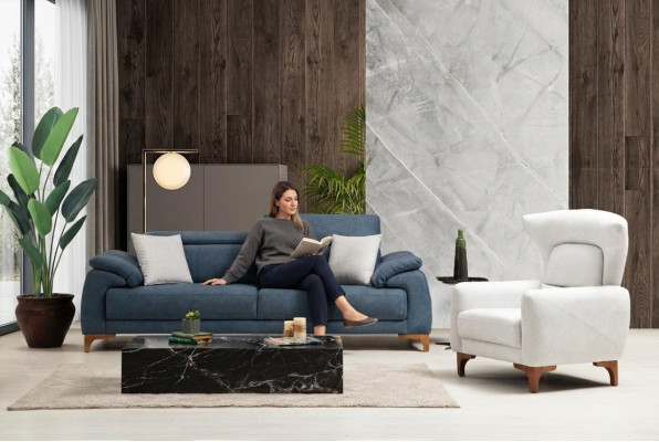 Komplett Sofa Couch Dreisitzer Weiß Sessel Wohnzimmer Sofagarnitur 3tlg