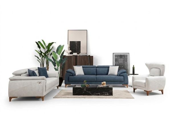 Wohnzimmer Set Modern Luxus Sofagarnitur 3 tlg Polster Möbel Textil Neu