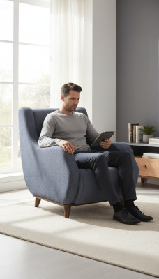 Grau Sessel Modern Sitz Wohnzimmer Polstermöbel Textil Möbel Design 