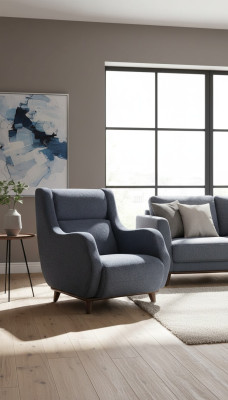 Grau Sessel Modern Sitz Wohnzimmer Polstermöbel Textil Möbel Design 