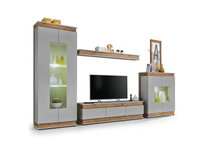 Luxus Modern Wohnzimmer Set 4tlg. Wohnwand Vitrine Regal Holz Möbe Neu
