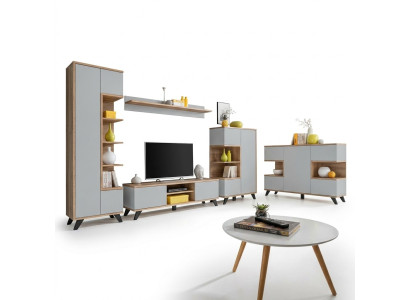 Wohnzimmer Garnitur 5 tlg Luxus Wohnwände Holz Möbel Set TV-Ständer Neu