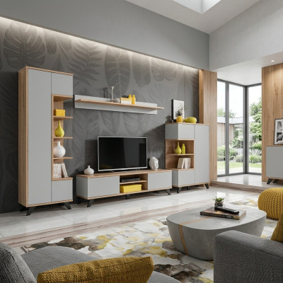 Wohnzimmer Set Bücherregal TV-Ständer Wandregal Wohnwände Holz Möbel Set 4tlg.
