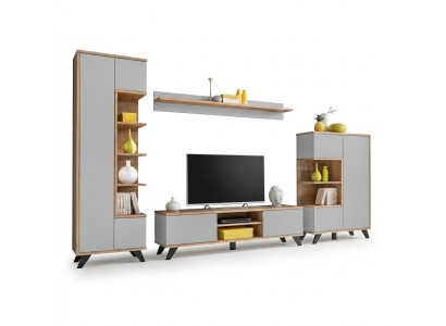 Wohnzimmer Set Bücherregal TV-Ständer Wandregal Wohnwände Holz Möbel Set 4tlg.