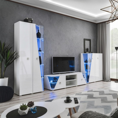 Wohnzimmer Luxus Einrichtung Set 3 tlg Wohnwand Designer Möbel Vitrine Holz