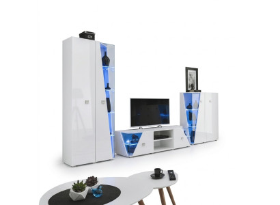 Wohnzimmer Luxus Einrichtung Set 3 tlg Wohnwand Designer Möbel Vitrine Holz