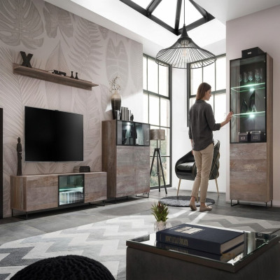Modern Wohnzimmer Set TV-Ständer Design Einrichtung Vitrine Neu Holz Möbel