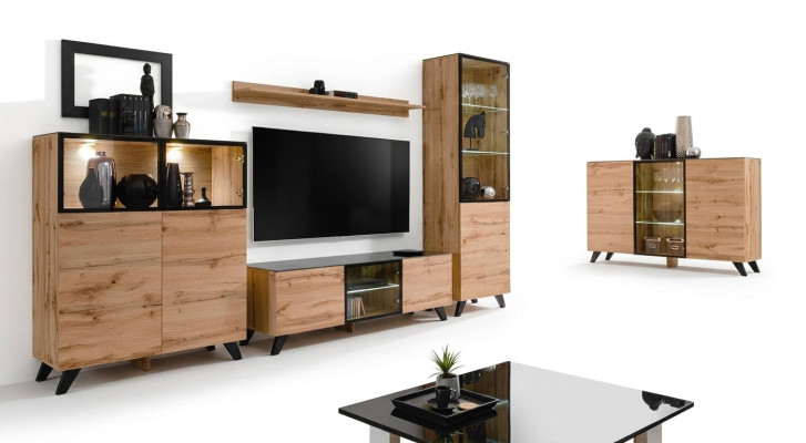 Wohnwand Set 5 tlg Luxus Wohnzimmer Kommode TV-Ständer Design Einrichtung