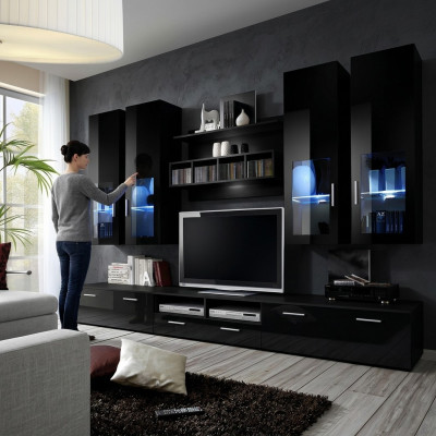 Komplette Wohnwand Modern Design Wohnzimmer Einrichtung Regale TV-Ständer