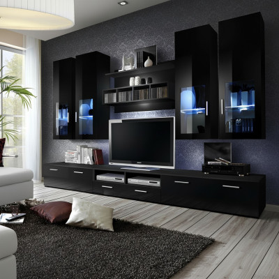 Komplette Wohnwand Modern Design Wohnzimmer Einrichtung Regale TV-Ständer