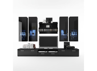 Komplette Wohnwand Modern Design Wohnzimmer Einrichtung Regale TV-Ständer