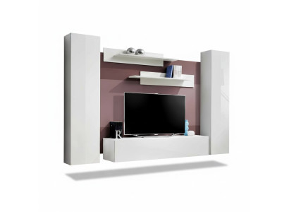 Wohnwand Komplette Wohnzimmer Einrichtung 5tlg. Set Wand Regale TV-Ständer