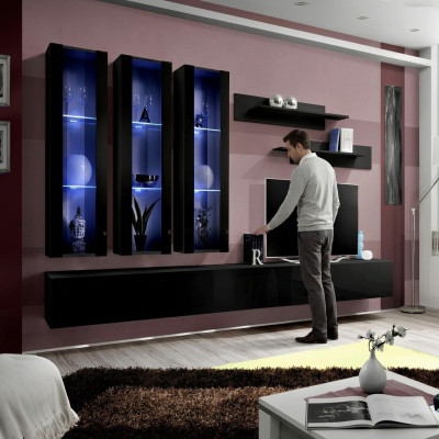 Moderne Design Wohnwand TV-Ständer Holz Wohnzimmer Möbel Einrichtung Wand Regale