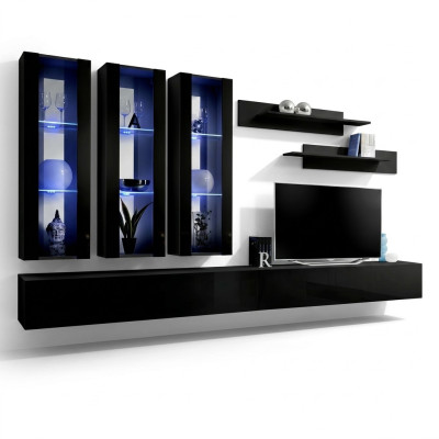 Moderne Design Wohnwand TV-Ständer Holz Wohnzimmer Möbel Einrichtung Wand Regale