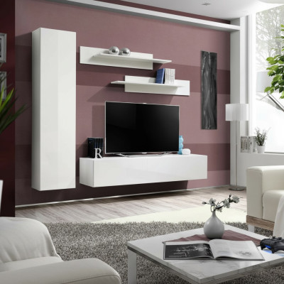 Wohnwand Weiß TV Ständer Designer Einrichtung Wohnzimmermöbel Wand Regale