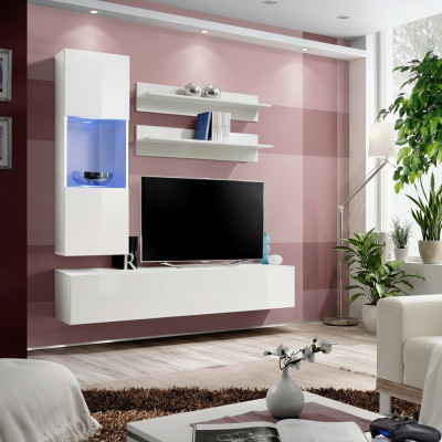 Wohnwand Garnitur TV Ständer Lowboard Designer Hänge Vitrine Holz Einrichtung