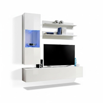 Wohnwand Garnitur TV Ständer Lowboard Designer Hänge Vitrine Holz Einrichtung