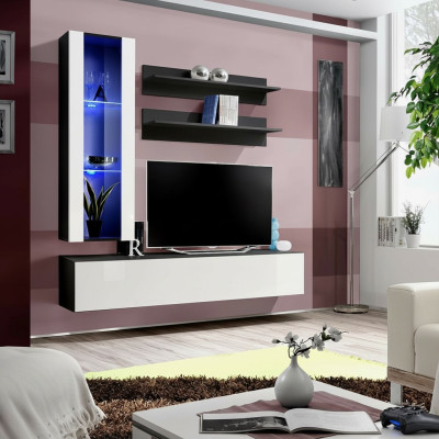 Wohnzimmer Wohnwand Wandregal TV Schrank Hänge Vitrine Regal Holz Möbel Neu