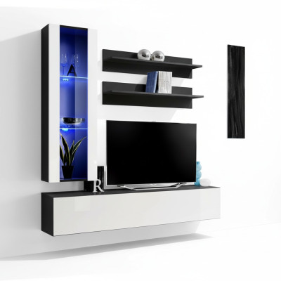Wohnzimmer Wohnwand Wandregal TV Schrank Hänge Vitrine Regal Holz Möbel Neu