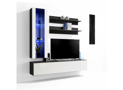 Wohnzimmer Wohnwand Wandregal TV Schrank Hänge Vitrine Regal Holz Möbel Neu