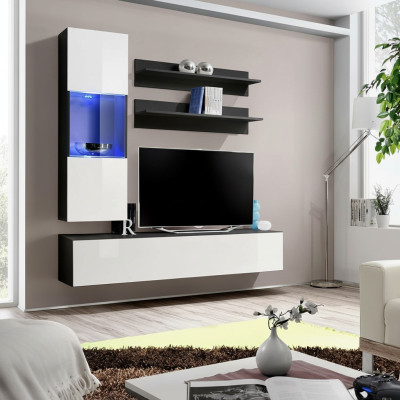 Wohnwand Set 4tlg. Wohnzimmer Komplett TV-Ständer Wand Regal Luxus Moderne Neu