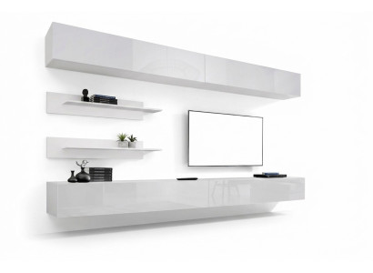 Weiß Wohnwand Wohnzimmer Set 6 tlg Luxus Modern Holzmöbel Wandschrank TV-Ständer