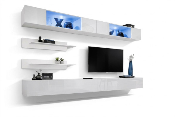 Komplette Wohnwand Modern Holz Möbel Design Wohnzimmer Einrichtung Regale