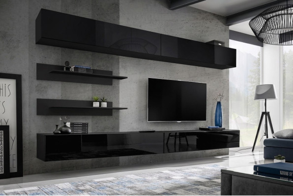 Wohnzimmer Wand Regal Garnitur 6tlg. Design Wohnwand Wandschrank Design
