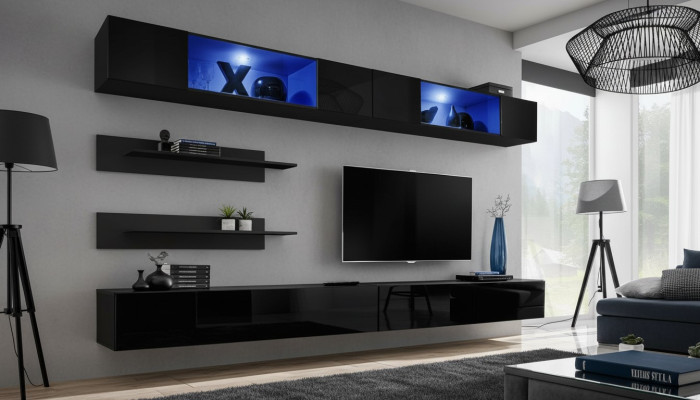 Wohnzimmermöbel Set Wohnzimmer TV-Ständer Wandschrank 6tlg. Wohnwand Einrichtung