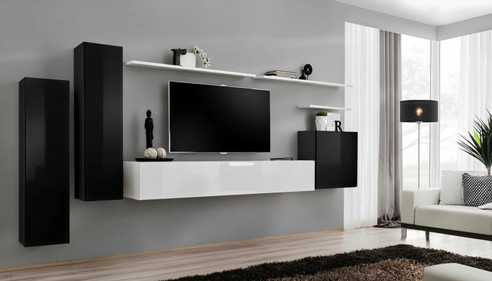 Wohnwand Set 7tlg TV-Ständer Luxus Designer Sideboard Wohnzimmer Wandregal Neu