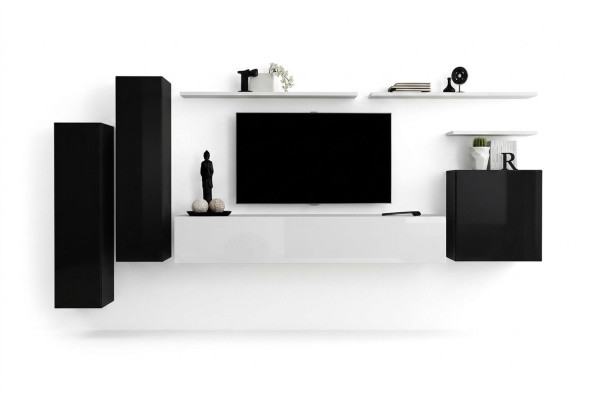 Wohnwand Set 7tlg TV-Ständer Luxus Designer Sideboard Wohnzimmer Wandregal Neu