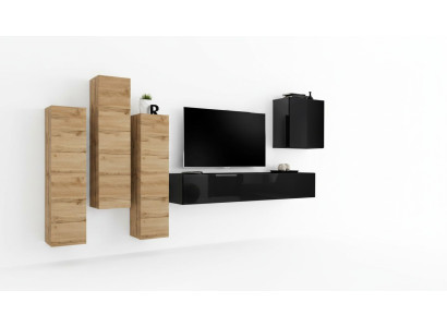Wohnwand Wandschrank tv Möbel Wohnzimmer Einrichtung TV Ständer Modern Schwarz