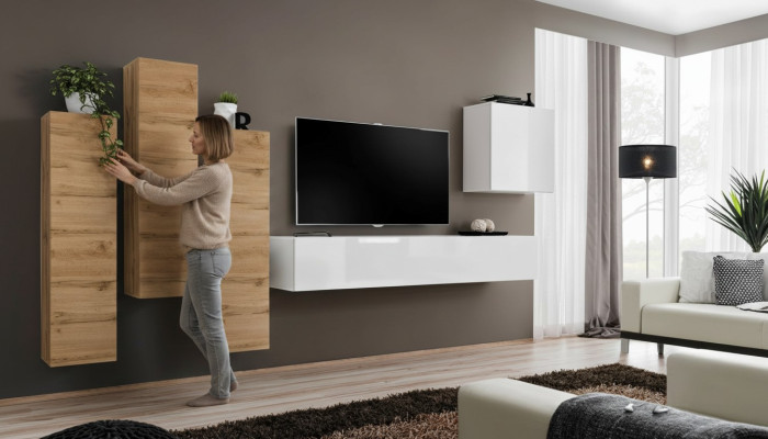 Wohnzimmer Wohnwand Wandschrank Sideboard Einrichtung TV Ständer Modern