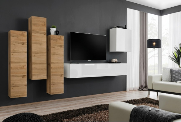 Wohnzimmer Wohnwand Wandschrank Sideboard Einrichtung TV Ständer Modern