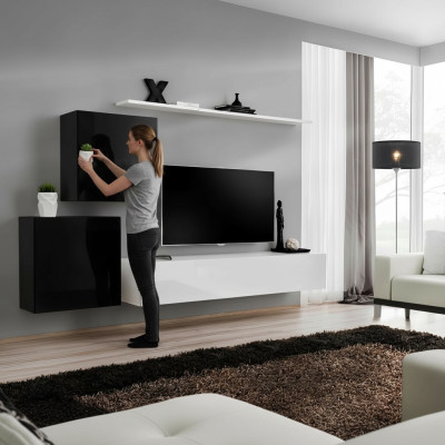 Wohnzimmer Wohnwand Weiß TV Ständer Design Sideboard Einrichtung Wandschrank