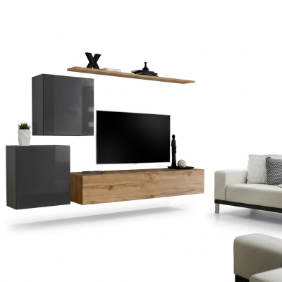 Wohnzimmer Möbel Set Wohnwand TV-Ständer Sideboard Regal Holz Luxus Wandschrank