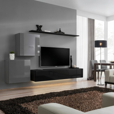 Wohnwand Hänge Schrank Modern Design Wohnzimmer Luxus Möbel Wand Regale