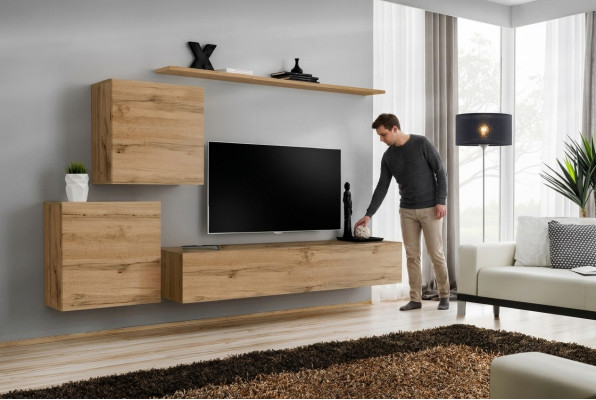 Wohnwand TV-Ständer Wohnzimmer Set 4tlg Wohnmöbel Modern Wohnzimmer Holz