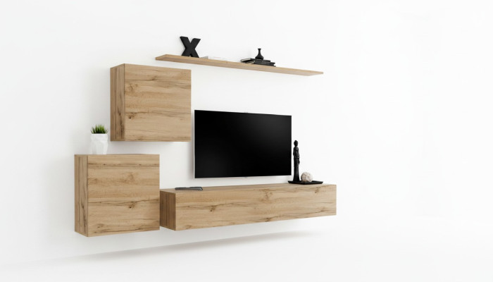 Wohnwand TV-Ständer Wohnzimmer Set 4tlg Wohnmöbel Modern Wohnzimmer Holz