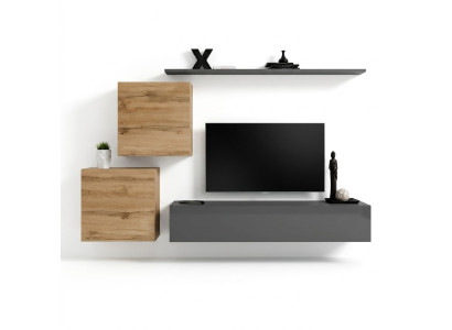 Wohnzimmermöbel Designer Modern Wohnwand Einrichtung Wand Regal Grau