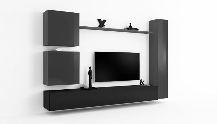 Wohnzimmer rtv Schrank Wohnwand Regal Luxus Wandschrank TV Sideboard Set 6tlg.